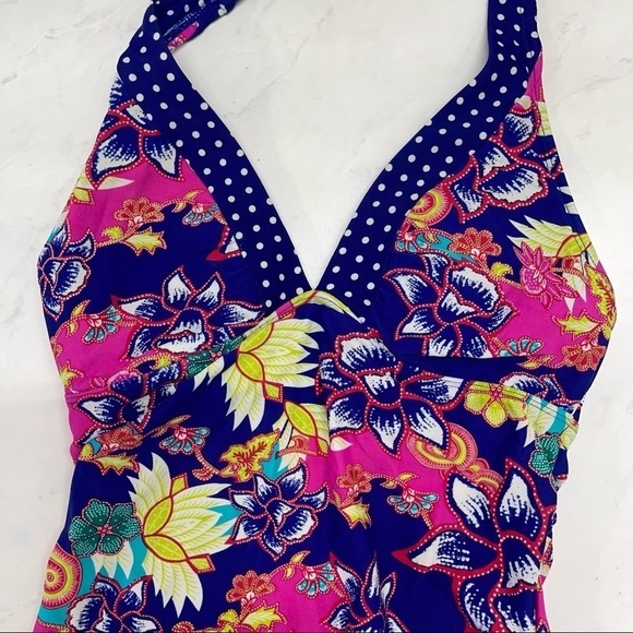 Athleta Floral Polka Dot Halter Neck Tankini Swim Suit Size XS - Picture 3 of 5